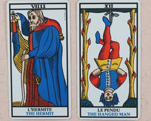 Load image into Gallery viewer, Ancien Tarot de Marseille. Fortune Telling Cards. J.M. Simon. Cartomancie B.P. Grimaud. Paris. France. 1977.