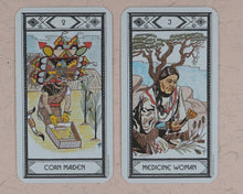 Load image into Gallery viewer, Native American Tarot Deck. Magda Weck Gonzalez, Shawnee, with Harry Sparrowhawk and illustrated by J.A. Gonzalez. U.S. Ganes Systens. U.S.A. 1982. ISBN 0880790091.