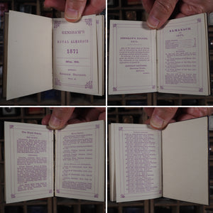 Renshaw's Royal Almanack for 1871. >>RARE ROYAL MINIATURE ALMANAC<< Publication Date: 1870 CONDITION: NEAR FINE