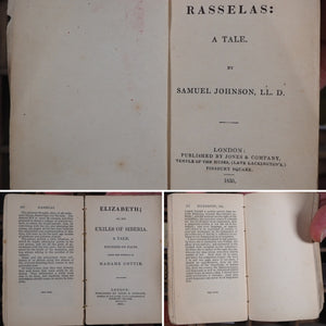 Rasselas: a Tale. [together with] Elizabeth; or, Exiles of Siberia. A Tale founded on facts, from the French of Madame Cottin. >>DOUBLE MINIATURE VOLUME<< Johnson, Samuel [with] Madame [Sophie] Cottin. Publication Date: 1835 CONDITION: GOOD