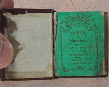 Load image into Gallery viewer, Bible in Miniature or a Concise History of Both Testaments. McDowall, T. &amp; W. Edinburgh. Circa 1845.&gt;&gt;Miniature Scottish Thumb-Bible with rare green title-page&lt;&lt;
