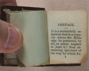Bible in Miniature or a Concise History of Both Testaments. McDowall, T. & W. Edinburgh. Circa 1845.>>Miniature Scottish Thumb-Bible with rare green title-page<<