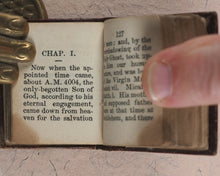 Load image into Gallery viewer, Bible in Miniature or a Concise History of Both Testaments. McDowall, T. &amp; W. Edinburgh. Circa 1845.&gt;&gt;Miniature Scottish Thumb-Bible with rare green title-page&lt;&lt;
