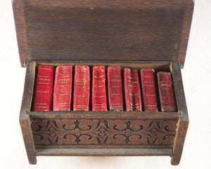 Miniature Historic Library,  in Eight volumes. Early illustrated miniature children's books in oak chest. Alfred Mills. Darton and Harvey. London. 1807-