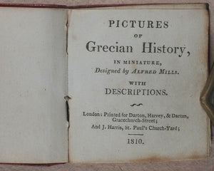 Miniature Historic Library,  in Eight volumes. Early illustrated miniature children's books in oak chest. Alfred Mills. Darton and Harvey. London. 1807-