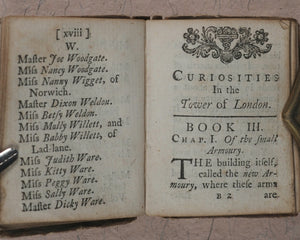 Boreman, Thomas. Curiosities in the Tower of London. Volume 2 [of 2]. Boreman, Tho[mas], the Bookseller near the two giants in Guildhall. London. 1741.