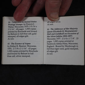 Bradbury, Robert C. Miniature books published by Achille J. St. Onge. St. Onge Collections, number 5. 1995.