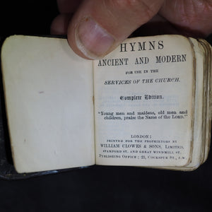 Hymns, Ancient & Modern for use in the Services of the Church. Complete edition. Clowes & Sons Limited, William. Stamford St. and Great Windmill St. Publishing Office 23, Cockspur St. London. [1900]. Silver plaque.