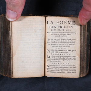 Marot, Clément, and Théodore de Bèze. With Petrum Dathenus. Les C.L. Pseaumes de David Mis en Rime Françoise. Bound together with: La forme des prières ecclésiastiques. Both 1593.