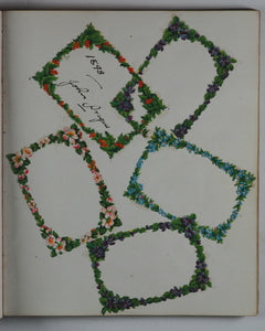 Mid-Victorian Album or Commonplace Book. Pressed flowers, frenware art, poetry, signed and dated inscriptions. 1878.