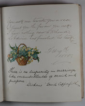 Load image into Gallery viewer, Mid-Victorian Album or Commonplace Book. Pressed flowers, frenware art, poetry, signed and dated inscriptions. 1878.
