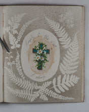 Load image into Gallery viewer, Mid-Victorian Album or Commonplace Book. Pressed flowers, frenware art, poetry, signed and dated inscriptions. 1878.

