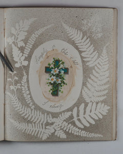 Mid-Victorian Album or Commonplace Book. Pressed flowers, frenware art, poetry, signed and dated inscriptions. 1878.