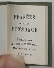 Load image into Gallery viewer, Pensées sur le mensonge. Kundig, Andrée. Genève. 1969.

