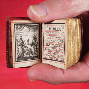 Biblia or a Practical Summary of Old & New Testaments. 1728. Wilkin, R. [London]. 1727. Underlined in red and hand corrected to 1728. Red binding.