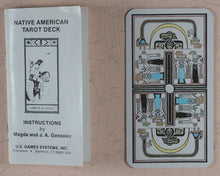 Load image into Gallery viewer, Native American Tarot Deck. Magda Weck Gonzalez, Shawnee, with Harry Sparrowhawk and illustrated by J.A. Gonzalez. U.S. Ganes Systens. U.S.A. 1982.  ISBN 0880790091.
