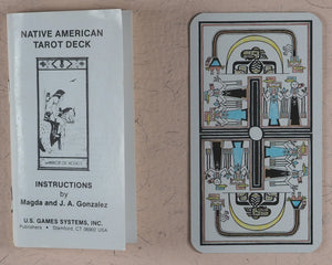 Native American Tarot Deck. Magda Weck Gonzalez, Shawnee, with Harry Sparrowhawk and illustrated by J.A. Gonzalez. U.S. Ganes Systens. U.S.A. 1982.  ISBN 0880790091.