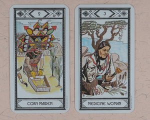 Native American Tarot Deck. Magda Weck Gonzalez, Shawnee, with Harry Sparrowhawk and illustrated by J.A. Gonzalez. U.S. Ganes Systens. U.S.A. 1982.  ISBN 0880790091.