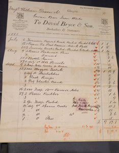 Two Invoice Statements circa 1881 from the David Bryce Business to Govan Bar Iron Works and Messer's William Dixon & Co.