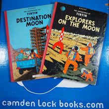 Load image into Gallery viewer, EXPLORERS ON THE MOON. (The Adventures of TINTIN). FIRST ENGLISH Edition; HERGE [pseud. Georges Remi]. Leslie Lonsdale-Cooper &amp; Michael Turner [Translators] . Published by Methuen. 1959 Comic Condition: Very Good Hardcover
