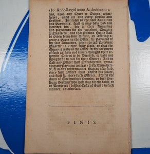 William III, 1697-8: An Act for the better and more orderly Payment of the Lottery Tickets now payable out of certain additional Duties of Excise and of other Annuities lately payable out of Tunnage Duties. Publication Date: 1698 Condition: Very Good