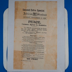 AFRICAN STANDARD. Second Extra Special. PEACE. Germany Agrees to Armistice. Rudolf Franz Mayer (1874-1934), editor. Publication Date: 1918 Condition: Very Good